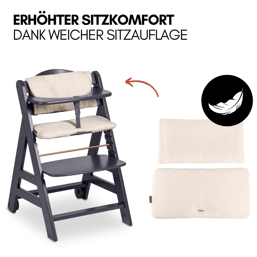 Babyhochstuhl Beta+ Newborn Set Deluxe mit Bouncer Essbrett und Sitzpolster aus Buchenholz bis 90 kg