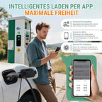 Mobile Wallbox EV Ladegerät 11kW 400V Typ 2 7,6m Kabel 8-16A CEE 3-phasig IP66 App Steuerung Modell