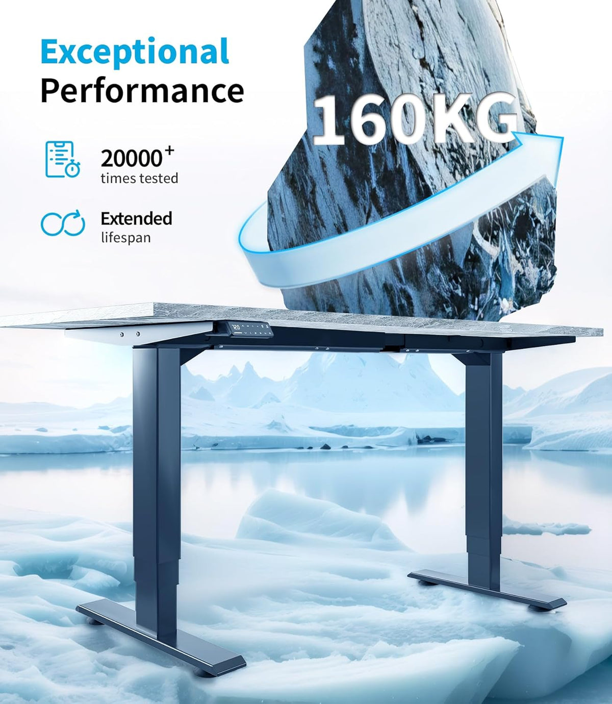 Elektrisches höhenverstellbares Tischgestell T2 Pro Plus Dualmotor 3-stufig 62-125cm 160kg Schwarz Stahl USB
