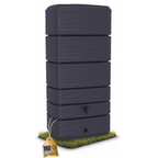 Regenwassertank Wandtank Eco 300 Liter 60x40x137 cm Kunststoff mit Wasserhahn Anthrazit