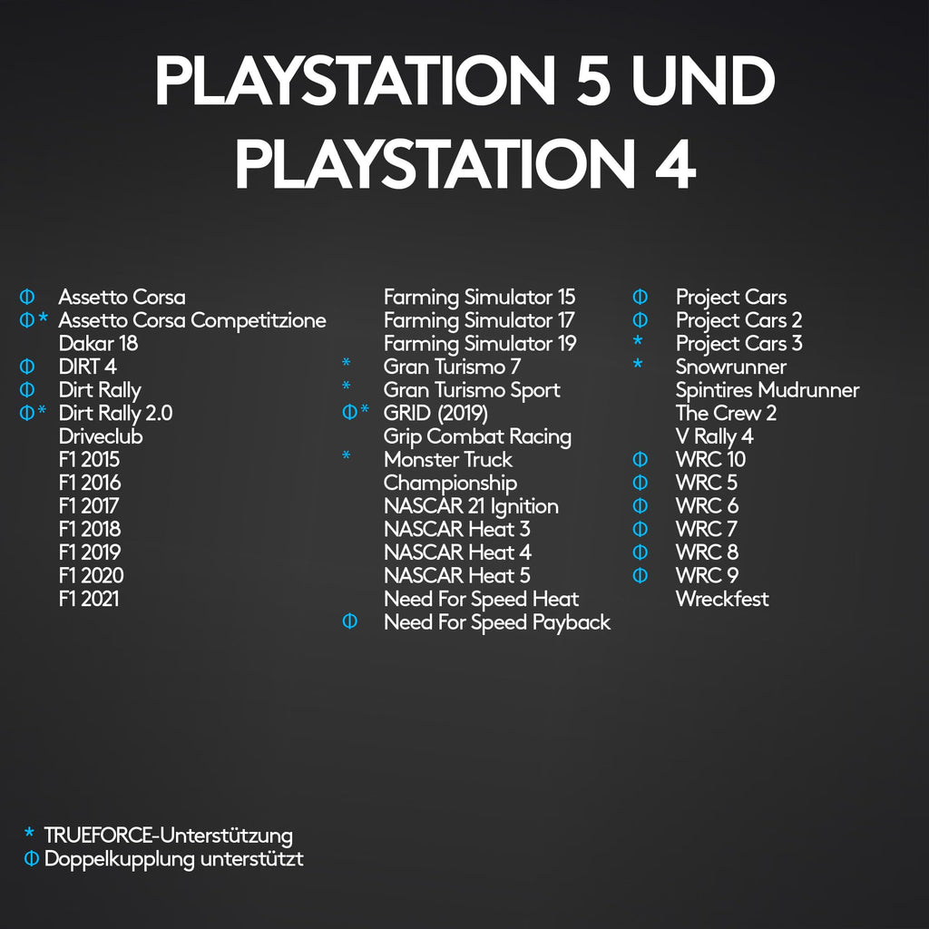 Gaming Rennlenkrad G29 mit 900° Lenkbereich Force Feedback Edelstahlpedalen und Leder-Lenkrad für PS5 PS4 PC Mac