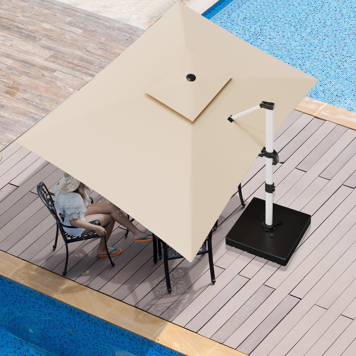 Ampelschirm 300x400 cm Alu Doppel Vordach UV50+ wasserabweisend mit Kurbel 360° Rotation