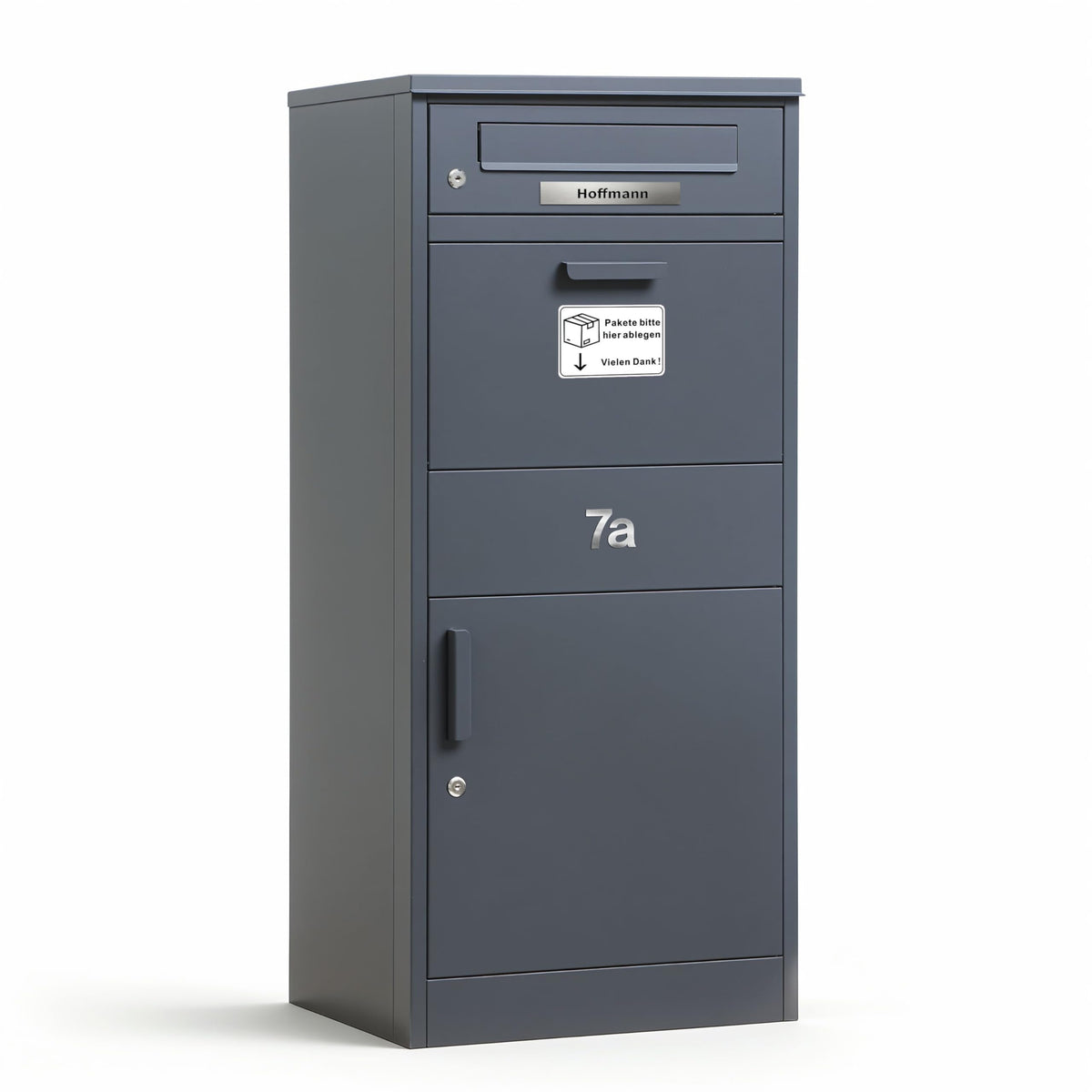 Paketbriefkasten mit Paketfach 85 l 112 x 50 x 39 cm verzinkter Stahl abschließbar freistehend mit 4 Schlüsseln Anthrazit