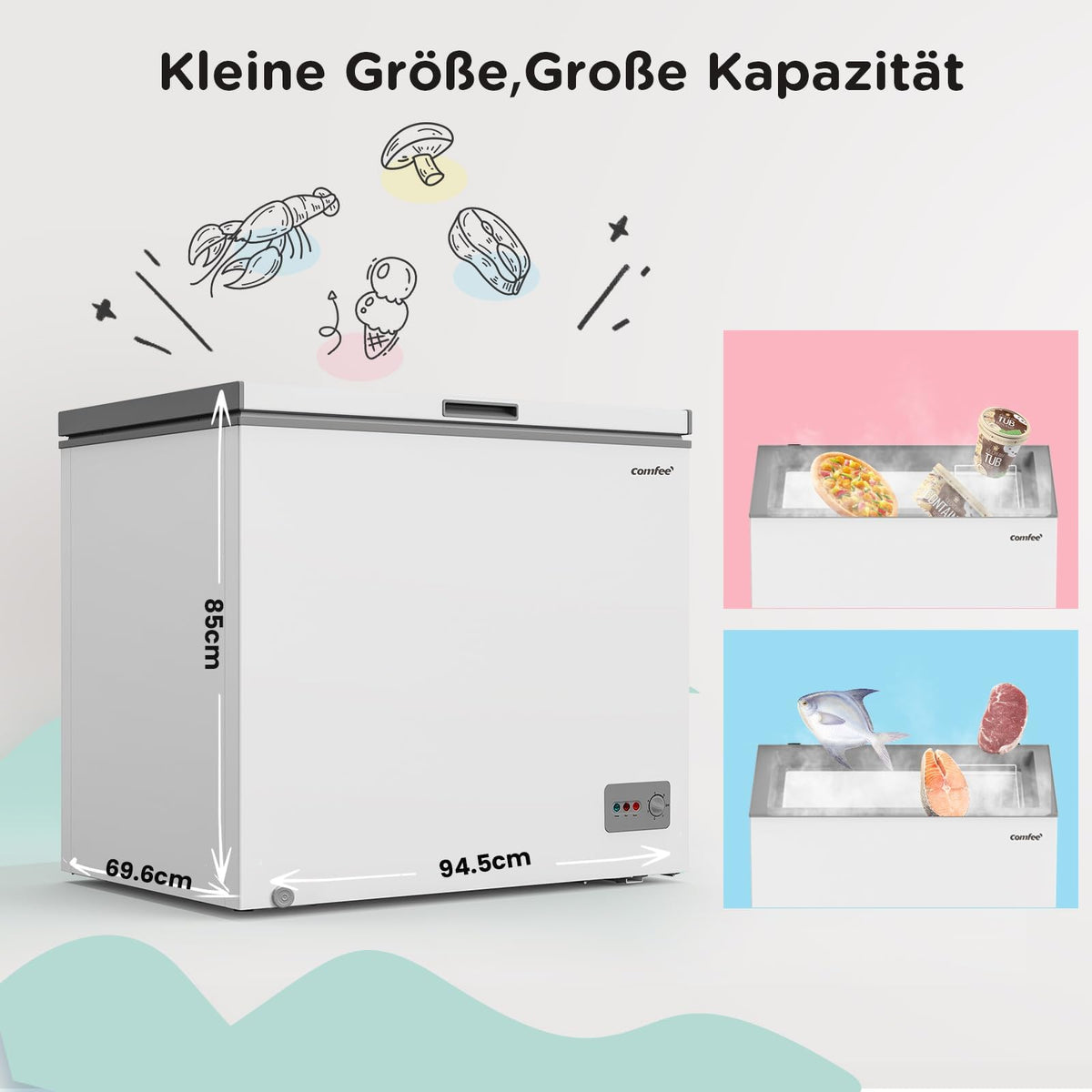 Freezer 200 L RCC201WH6(E) 41 dB Inverter Kompressor 6-stufige Temperaturregelung LED-Beleuchtung freistehend