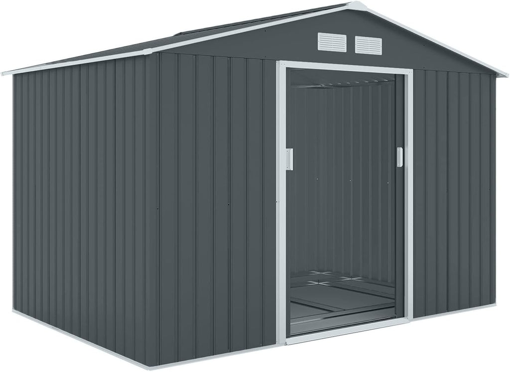 Metall Gerätehaus S200 XXL 277x191x192 cm Gartenhaus Geräteschuppen Satteldach Anthrazit Outdoor