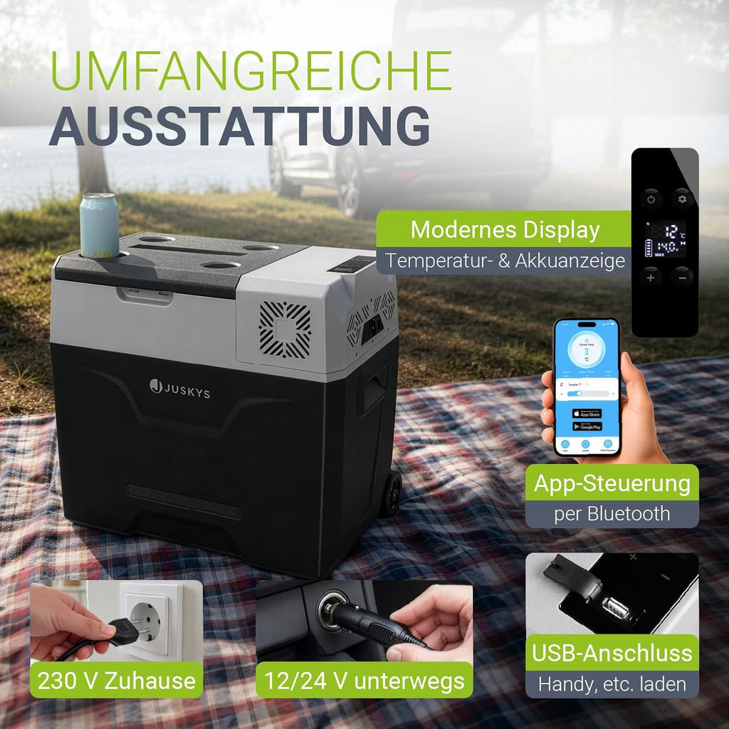 Kompressorkühlbox 50 L 12/24/230 V Yukon 40608 Kühl- und Warmhaltefunktion Auto Camping Grau