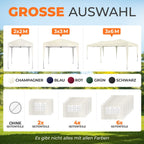 Faltpavillon 3x6 m wasserdicht UV Schutz 50+ mit 6 Seitenteilen Stahlgestell Polyester Dach Partyzelt Champagner