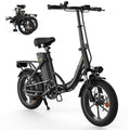 Faltbares E-Bike U4 16 Zoll Schwarz mit 250 W Motor 36 V 10,4 Ah Akku 5 Gängen Scheibenbremsen und Gepäckträger