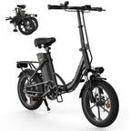 Faltbares E-Bike U4 16 Zoll Schwarz mit 250 W Motor 36 V 10,4 Ah Akku 5 Gängen Scheibenbremsen und Gepäckträger