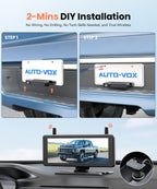 Kabelloses Rückfahrkamera System 7,2 Zoll 1080p HD solarbetrieben IP69K für Auto LKW Wohnmobil und Anhänger