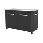 Outdoor-Küchenschrank mit Edelstahlplatte 2 Türen 4 Rollen Gasflaschenhalterung 127 x 67 x 90 cm