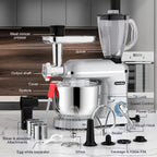 3 in 1 Küchenmaschine 2000W 5,5L Schüssel mit Fleischwolf und 1,5L Mixer 6 Geschwindigkeiten SM-1518BM