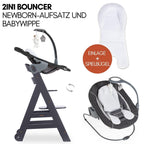 Babyhochstuhl Beta+ Newborn Set Deluxe mit Bouncer Essbrett und Sitzpolster aus Buchenholz bis 90 kg