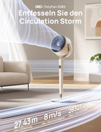 Standventilator mit Oszillation und App-Steuerung DR-HPF008S 120°+120° 9 Stufen 20 dB 89 cm Höhe Timer LED Licht Weiß