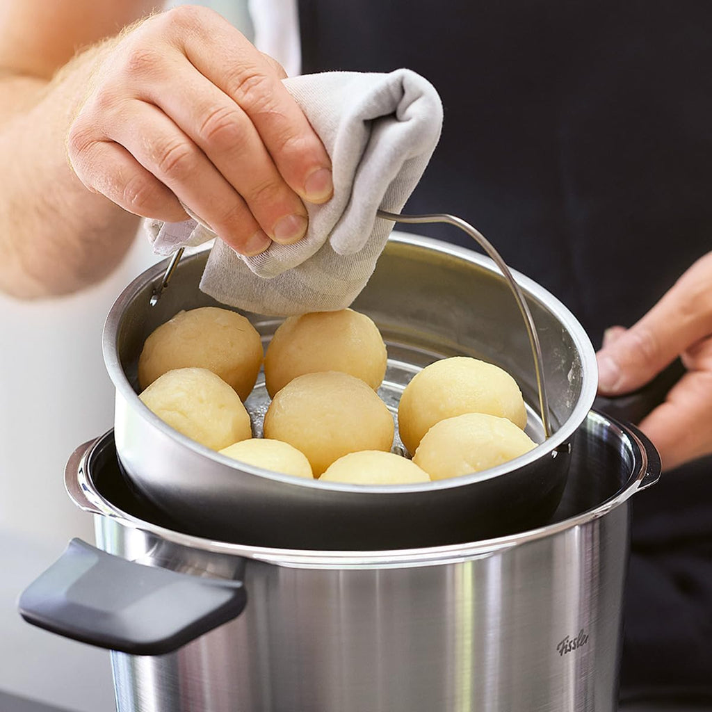 Schnellkochtopf Vitavit 6 L Ø 22 cm aus Edelstahl für Induktion mit 4 Garstufen Dampfgarfunktion und Einsatz