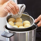 Schnellkochtopf Vitavit 6 L Ø 22 cm aus Edelstahl für Induktion mit 4 Garstufen Dampfgarfunktion und Einsatz