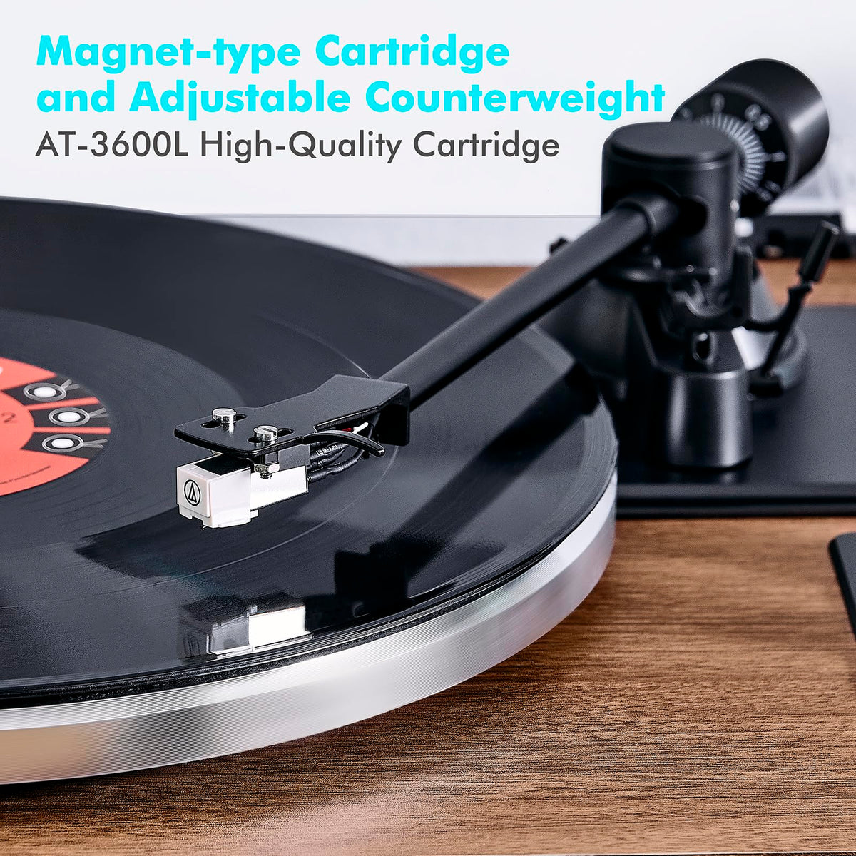 Plattenspieler mit 4-Lautsprecher-Stereo und Bluetooth integrierter Verstärker AT-3600L Magnet-Tonabnehmer 33/45 U/min