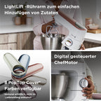 Küchenmaschine Titanium Chef Baker KVC65.001WH 1200 W 5 L Edelstahlschüssel mit Waage und Patisserie Set