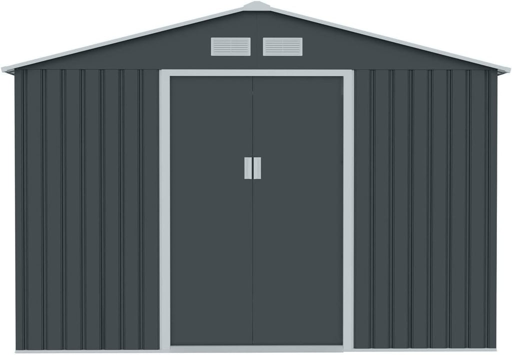 Metall Gerätehaus S200 XXL 277x191x192 cm Gartenhaus Geräteschuppen Satteldach Anthrazit Outdoor