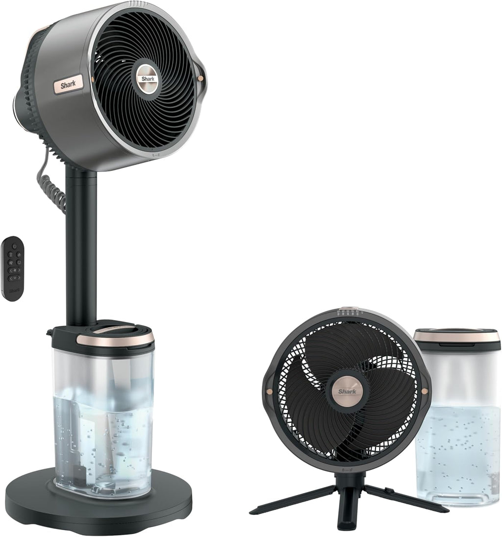 Akku Ventilator mit Sprühsystem FA300EU Stand- und Tischventilator 5 Geschwindigkeiten Fernbedienung 24h Laufzeit