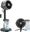 Akku Ventilator mit Sprühsystem FA300EU Stand- und Tischventilator 5 Geschwindigkeiten Fernbedienung 24h Laufzeit