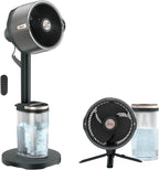 Akku Ventilator mit Sprühsystem FA300EU Stand- und Tischventilator 5 Geschwindigkeiten Fernbedienung 24h Laufzeit