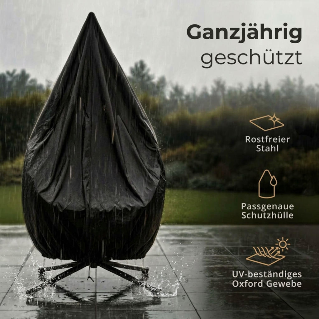 Hängesessel mit Gestell 102 x 95 cm bis 150 kg mit Wendebezug und Abdeckplane für Outdoor & Indoor
