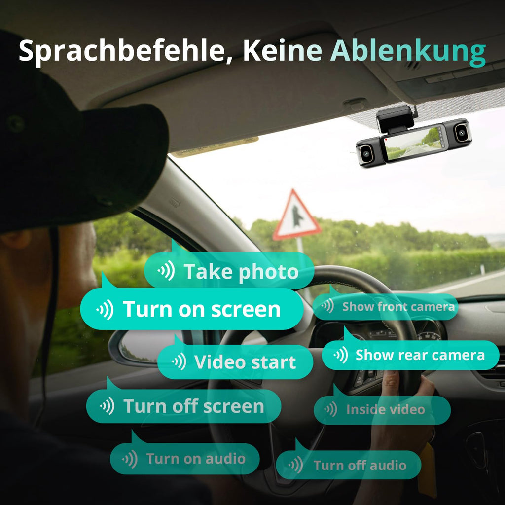 4 Kanal Dashcam G980H 3K vorne und 1080P hinten 560° 5,8GHz WLAN GPS 24h Parkmodus Nachtsicht 128GB SD-Karte Hardwire-Kit