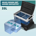 Kompressor Kühlbox 35L Auto Kühlschrank 12V 24V 220V -20 bis 20°C mit App Steuerung Rollen für Camping