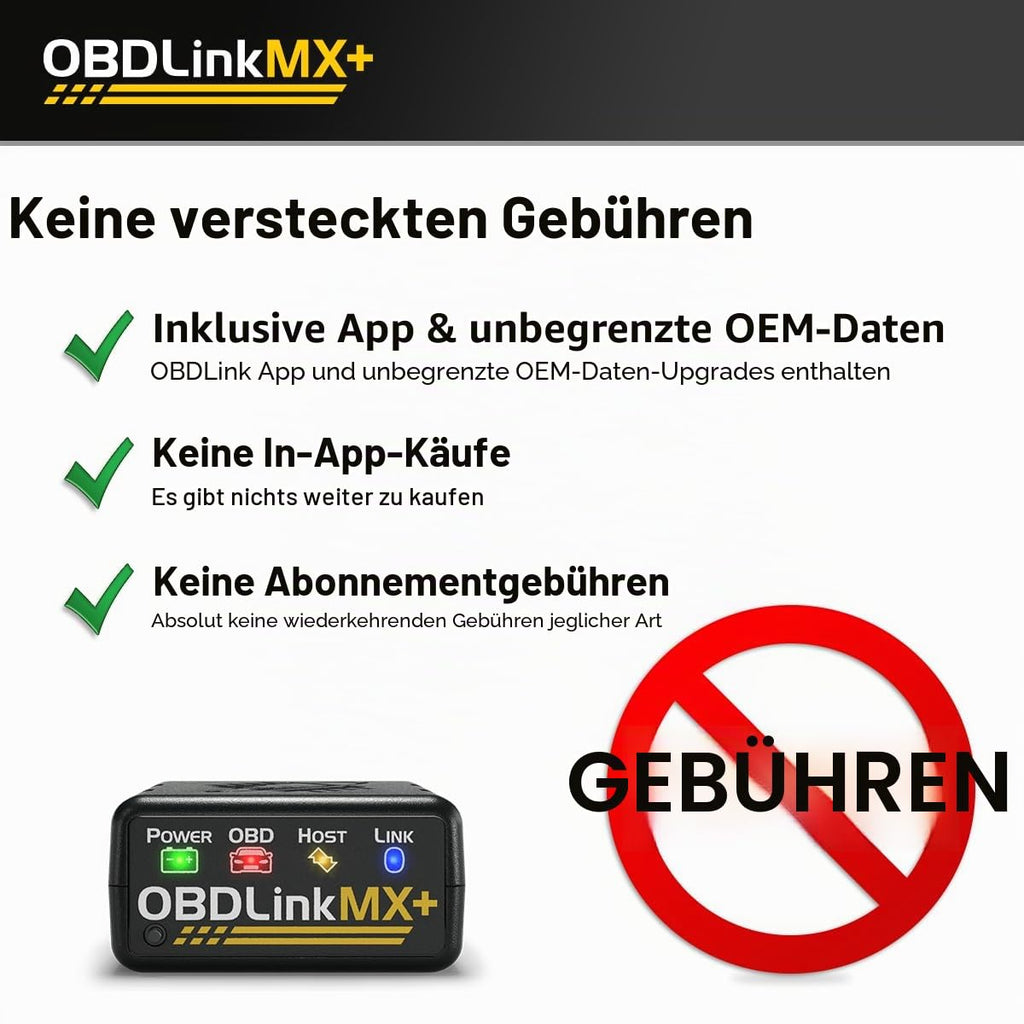 OBD2 Bluetooth Diagnosescanner MX+ für iOS Android und Windows mit Fahrzeugdiagnose und Live-Daten