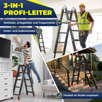 Aluminium Mehrzweckleiter 6in1 20 Sprossen 520 cm ausziehbar Klappleiter Gelenkleiter Anlegeleiter 150 kg belastbar