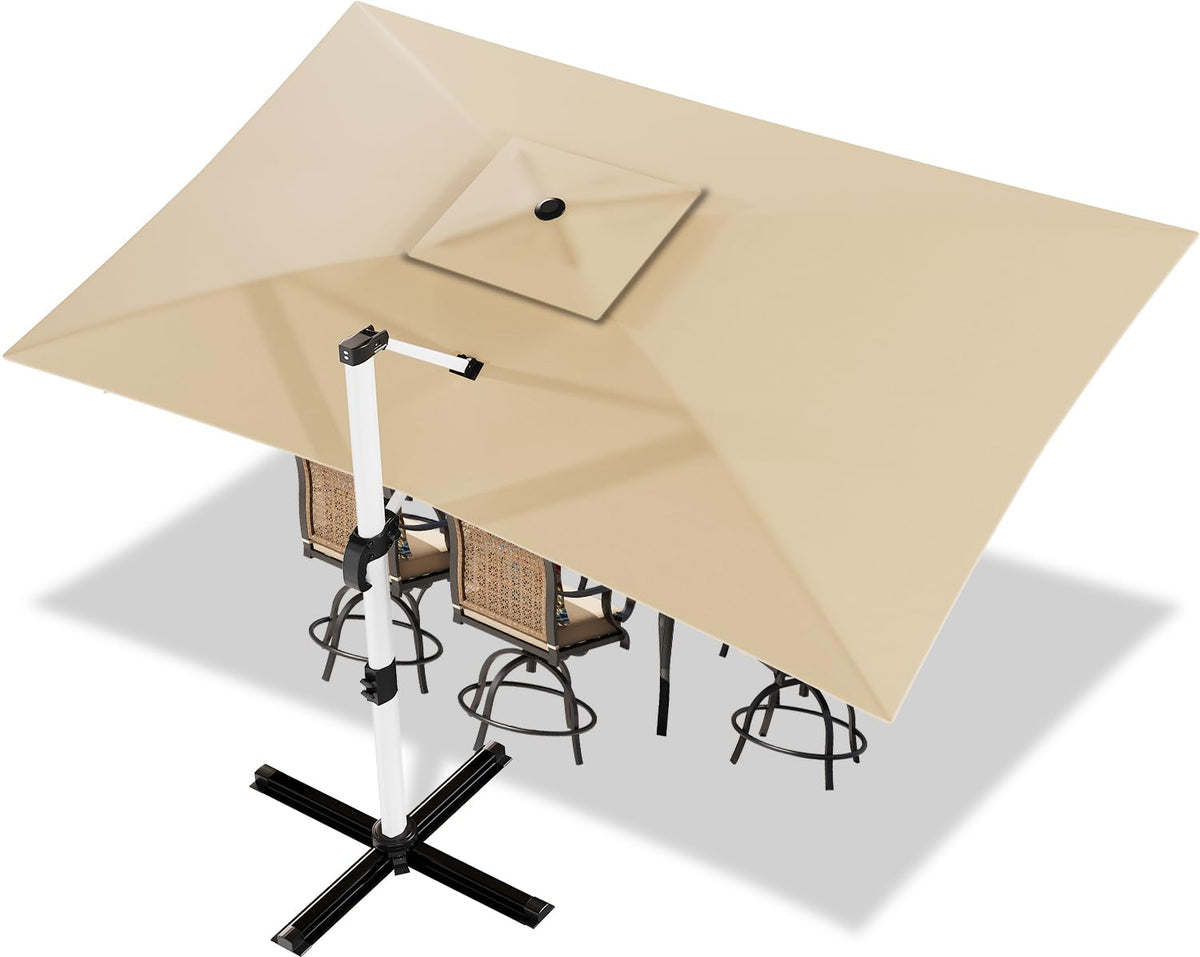 Ampelschirm 300x400 cm Alu Doppel Vordach UV50+ wasserabweisend mit Kurbel 360° Rotation