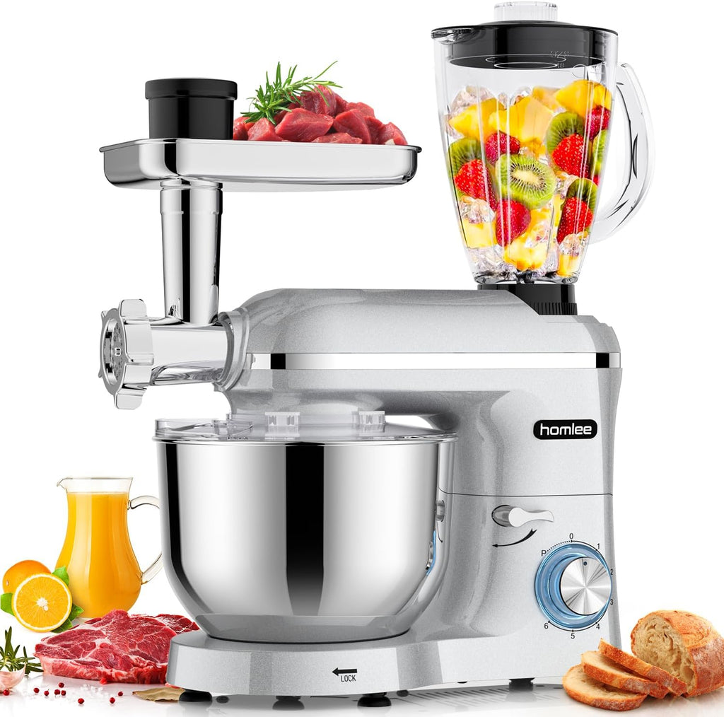 3 in 1 Küchenmaschine 2000W 5,5L Schüssel mit Fleischwolf und 1,5L Mixer 6 Geschwindigkeiten SM-1518BM