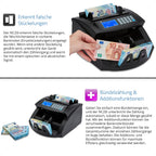 Banknotenzähler NC20i mit 5-facher Falschgelderkennung 1000 Banknoten pro Minute für sortierte Banknoten