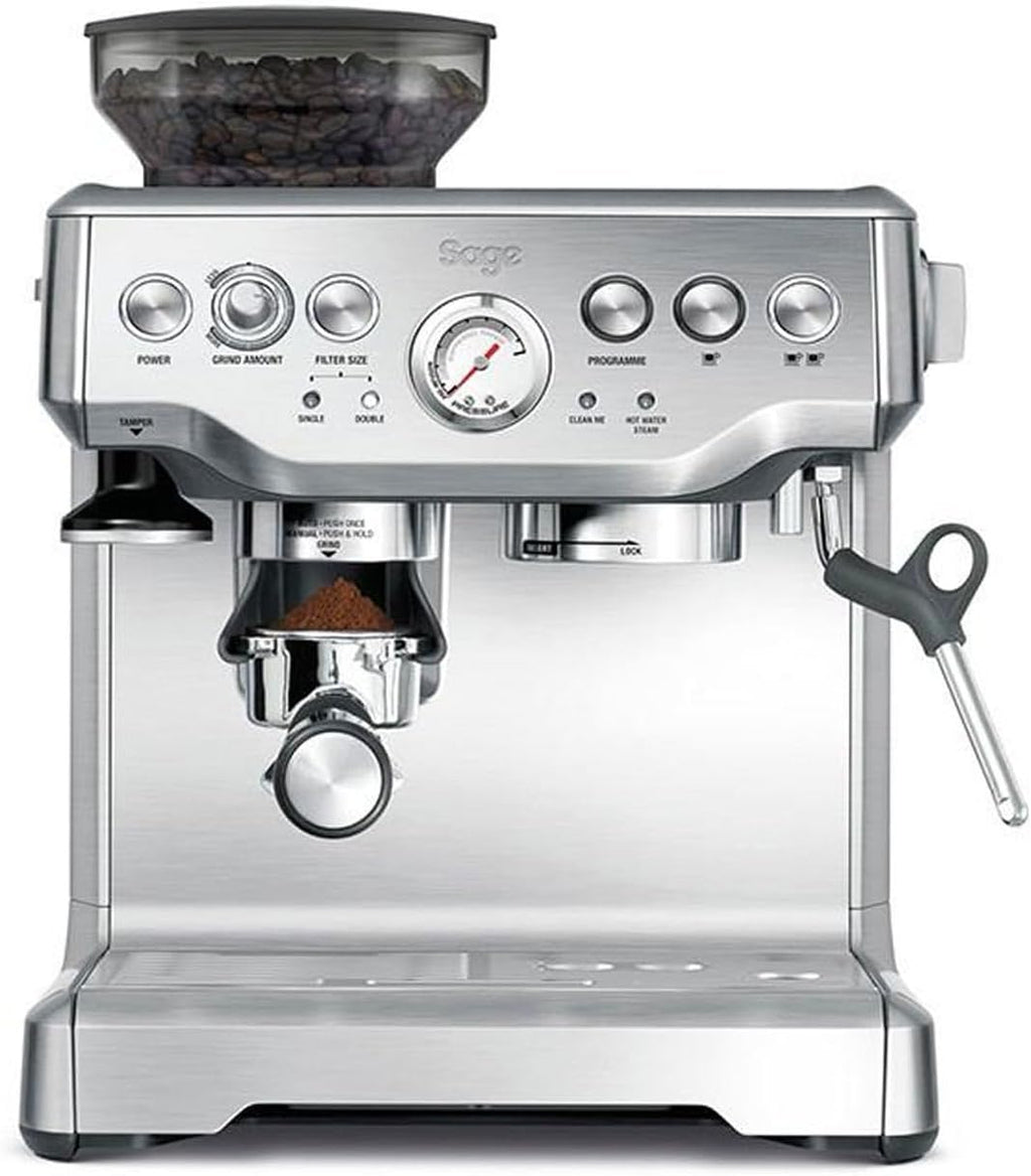 Espresso Siebträgermaschine mit integrierter Mühle und manuellem Milchaufschäumer Barista Express SES875BSS2EEU1A Edelstahl