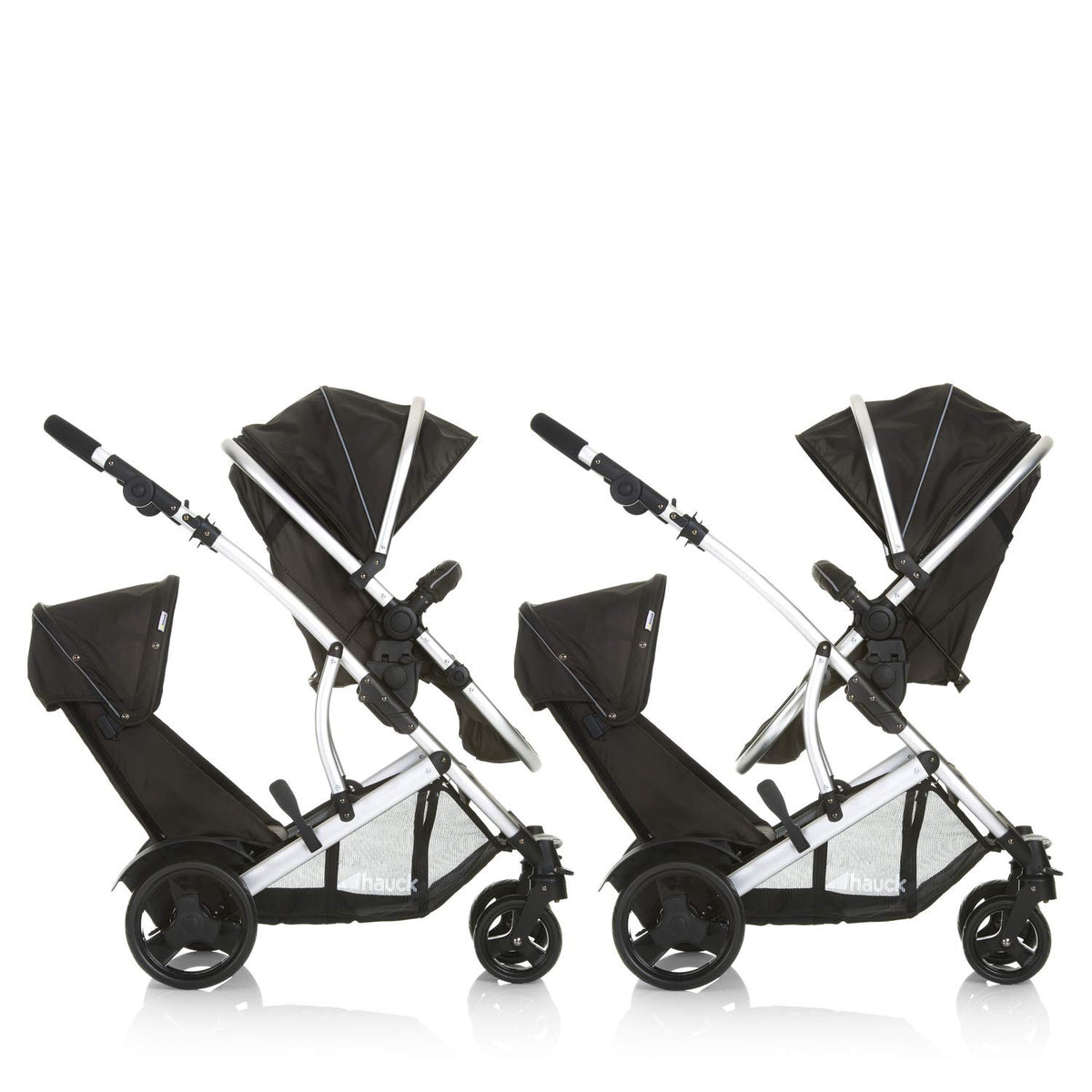 Geschwisterwagen Duett 2 Tandem Kinderwagen mit Babywanne und Sportsitz 2 Sitze bis 15 kg höhenverstellbar inkl Regenschutz