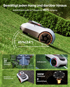 Mähroboter i208 LiDAR mit Garage M für 800 m² ohne Begrenzungskabel LiDAR Vision Navigation 45% Steigung 4G App-Steuerung