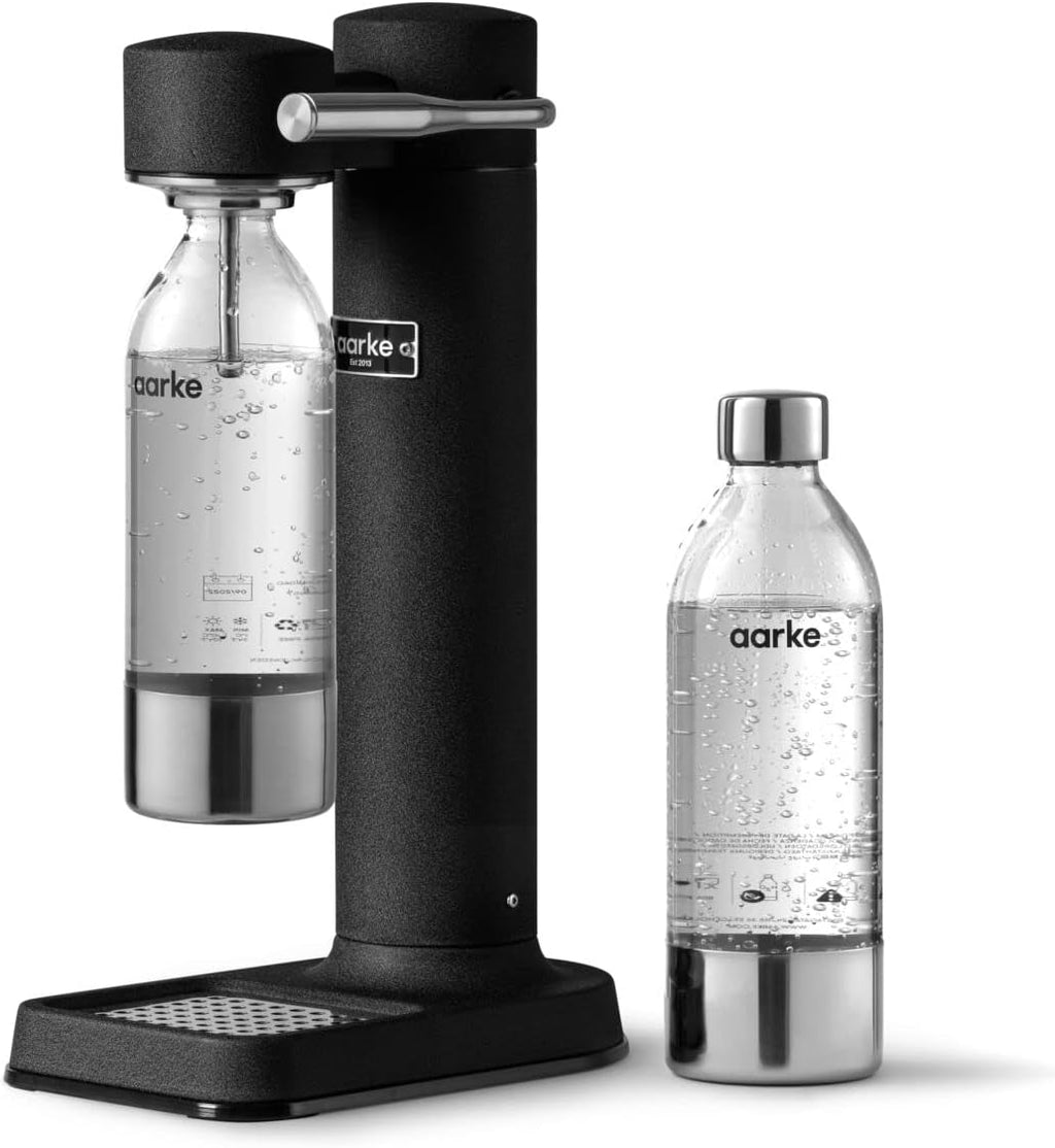 Wassersprudler Carbonator 3 aus Edelstahl kompatibel mit 60L CO2-Zylindern inkl 2x 1L PET-Flaschen Mattschwarz