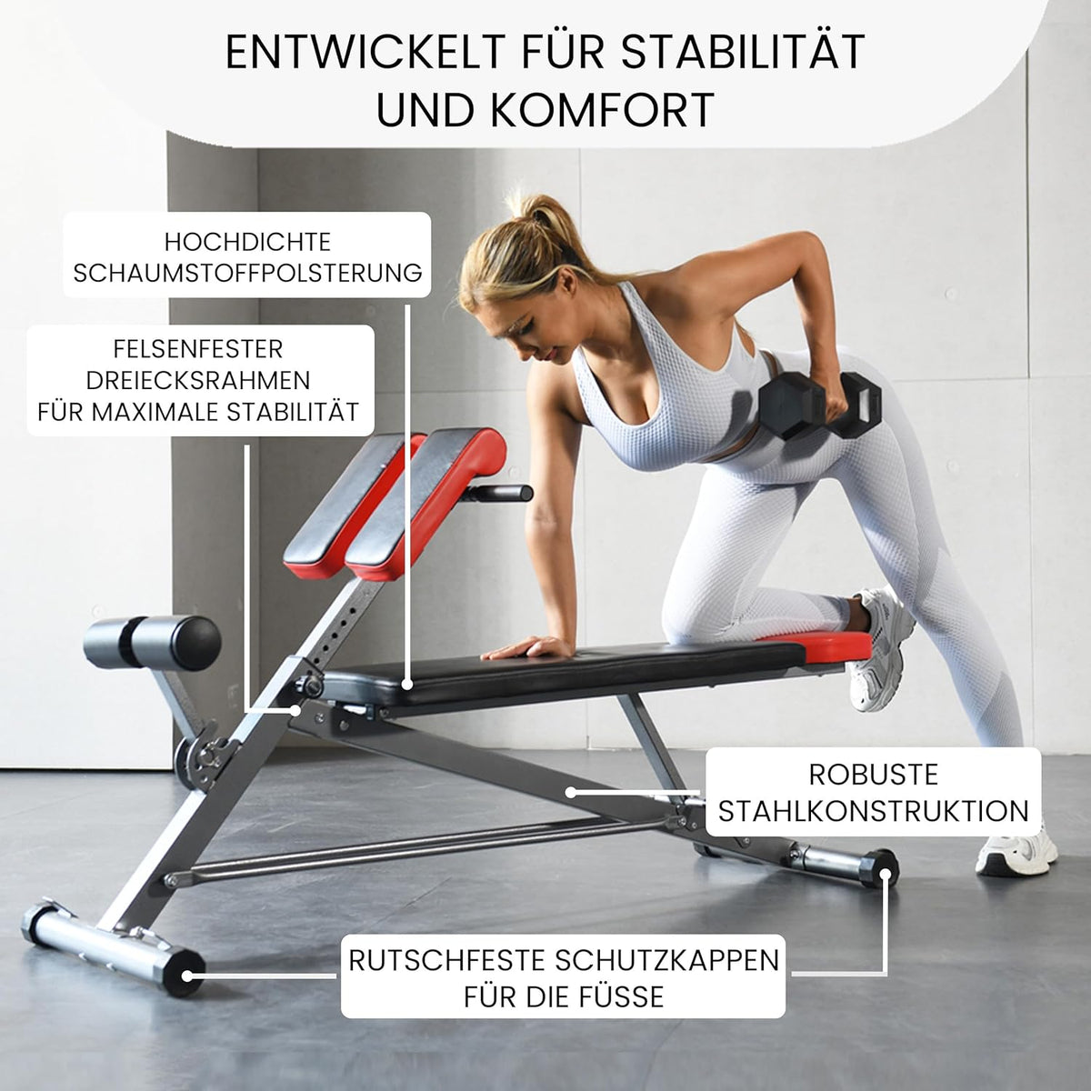 Multifunktionale Hantelbank verstellbar Rückenstrecker Römischer Stuhl Flat Decline 660 lbs Modell FF-TB011384
