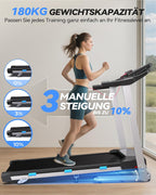 Klappbares Laufband TM015 mit Steigung 12 km/h 3,5 PS LED Display Bluetooth App Steuerung 12 Trainingsprogramme