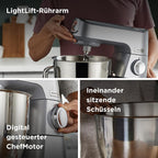Küchenmaschine Titanium Chef Baker KVC85.004SI mit integrierter Waage 1200W 5L und 3,5L Schüsseln Patisserie-Set