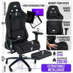 Gamingstuhl aus Stoff mit Fußstütze 4D Armlehnen Memory Foam Kissen und 150 kg Belastbarkeit