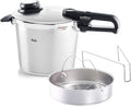 Schnellkochtopf Vitavit 6 L Ø 22 cm aus Edelstahl für Induktion mit 4 Garstufen Dampfgarfunktion und Einsatz
