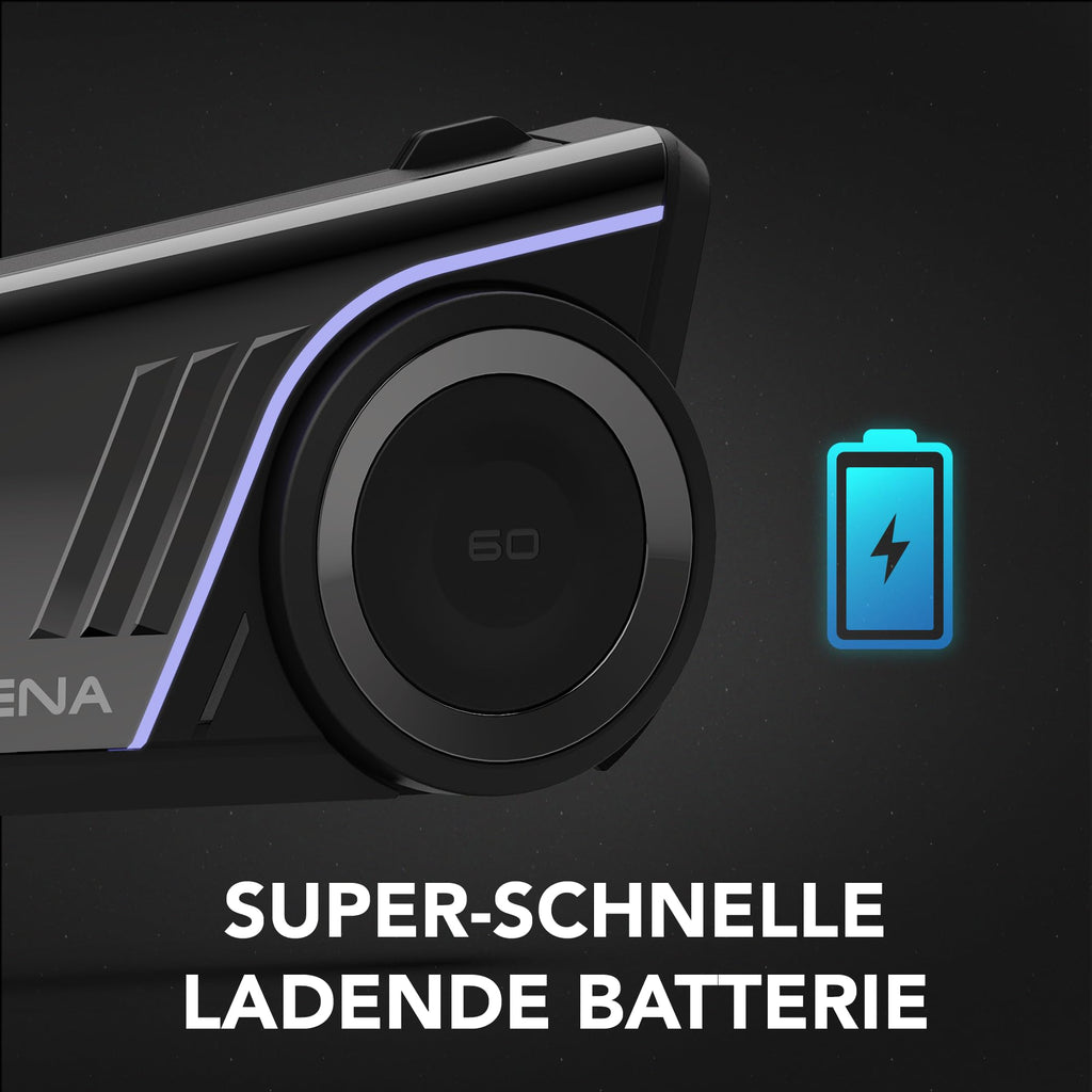 Motorrad Kommunikationssystem 60S Mesh 3.0 WAVE Bluetooth Intercom IPX7 wasserdicht 24 Std Akku 2 km Reichweite Harman Kardon Doppelpack