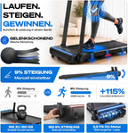 Elektrisches Laufband sProRun klappbar mit 9% Steigung 12 km/h für bis 120 kg Bluetooth LED Display und Tablethalter