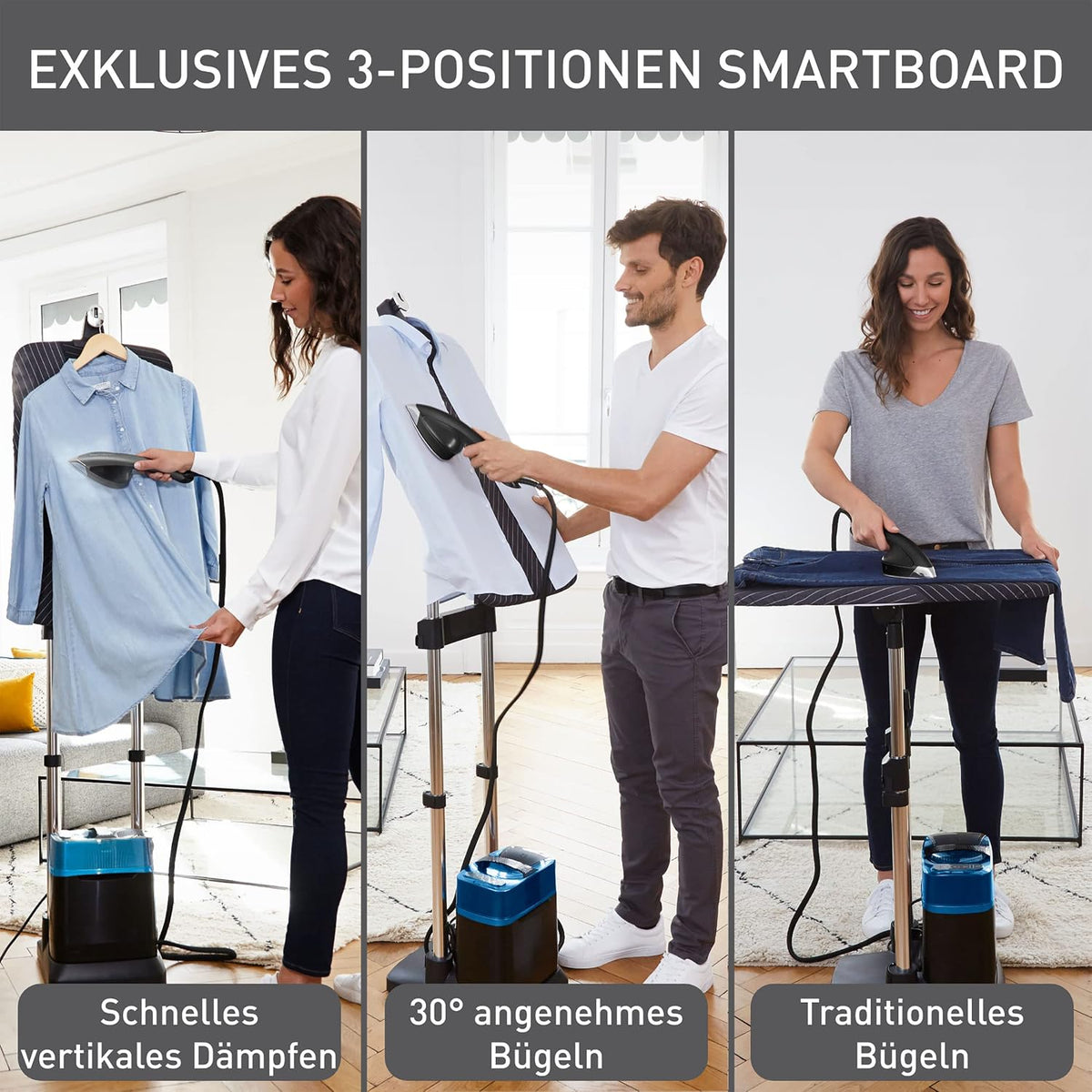 Dampfglätter All-in-One Bügelsystem mit Smart Board QT2022 5,8 bar 200 g/min 40x40x168 cm