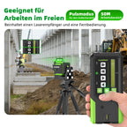 Kreuzlinienlaser 360° mit motorisierter Basis Fernbedienung automatischer Ausrichtung ±2 mm Präzision Pulsmodus 5200 mAh Akku