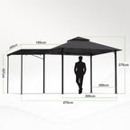 Pavillon 3 x 3 m Grillpavillon erweiterbar auf 3 x 4,8 m mit verstellbarer Markise 1,8 m Stahlgestell 4 Seitenwände