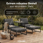 Gartenmöbel Set 5-teilig mit 2 Sesseln 2 Hockern 1 Tisch Metallgestell wetterfest für 2-4 Personen