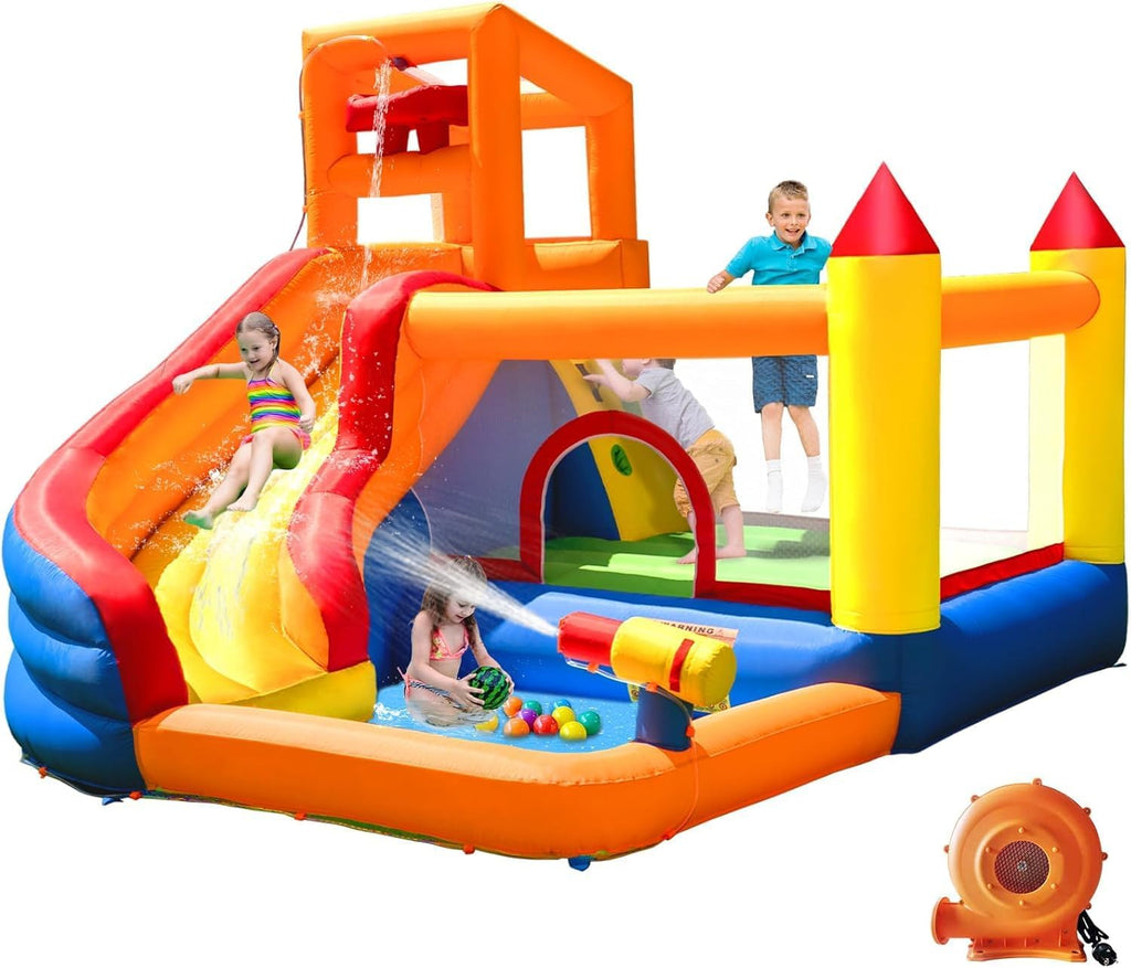 Aufblasbare Hüpfburg Wasserrutsche mit Gebläse 320x280x232 cm Kinder Outdoor Wasserpark Spielplatz